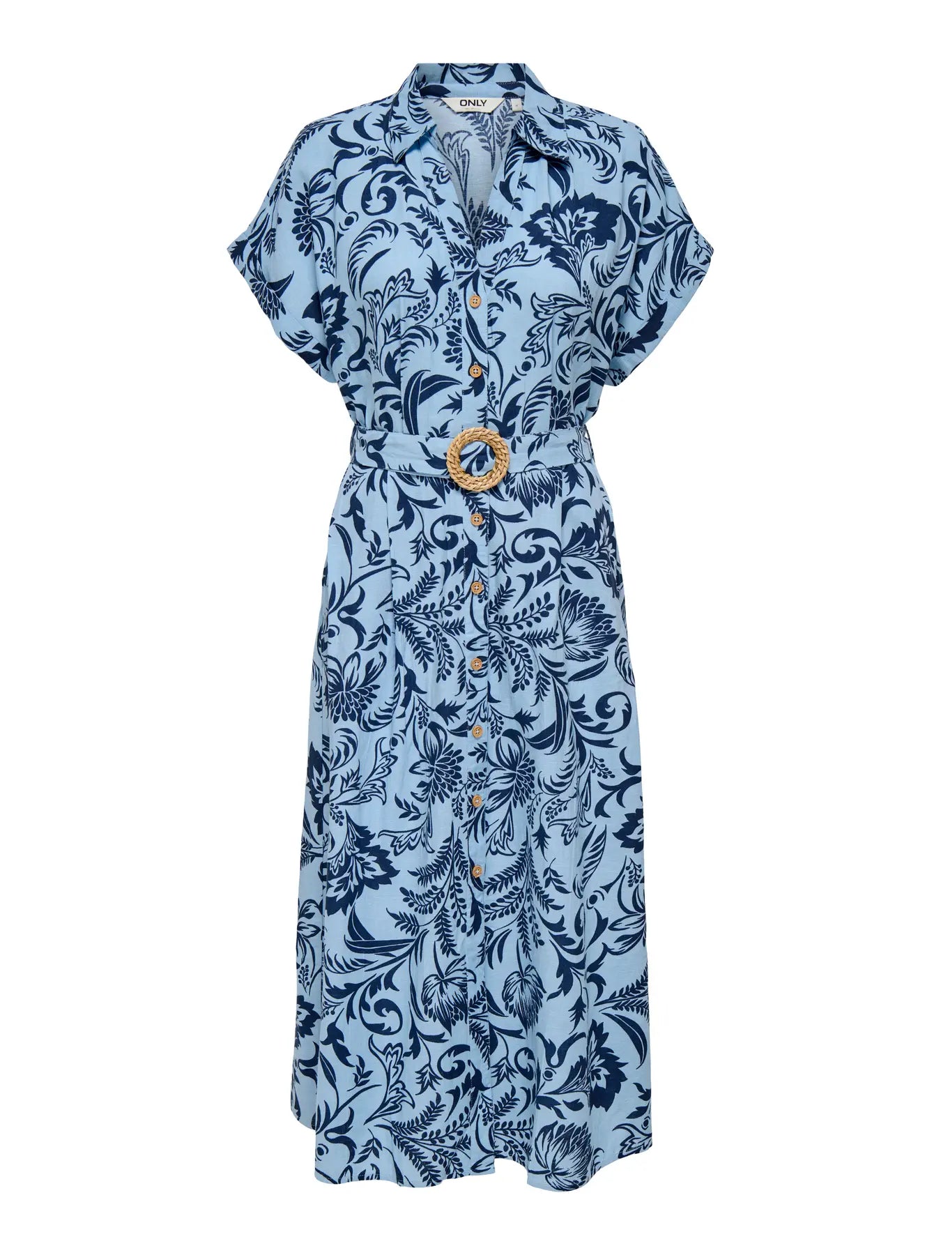 ONLJAKIRI LINEN SS MIDI DRESS NOOS WVN-BLÅ