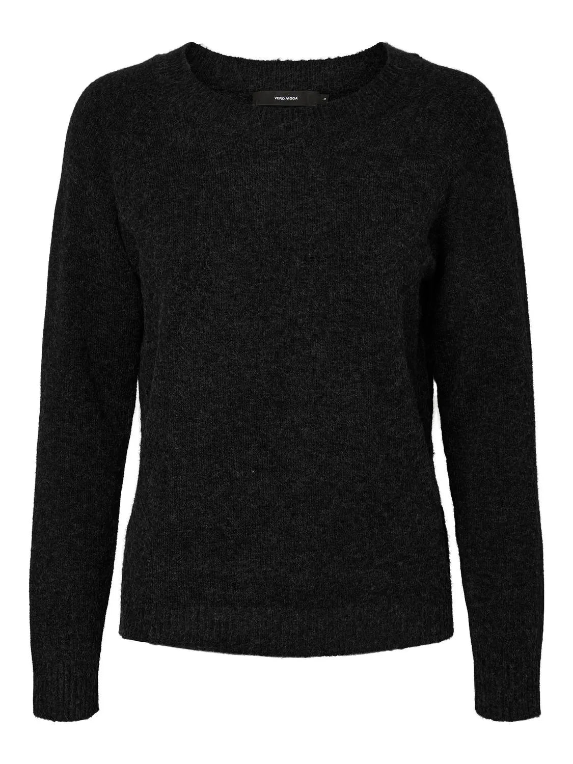 VMDOFFY LS O-NECK - Black melange