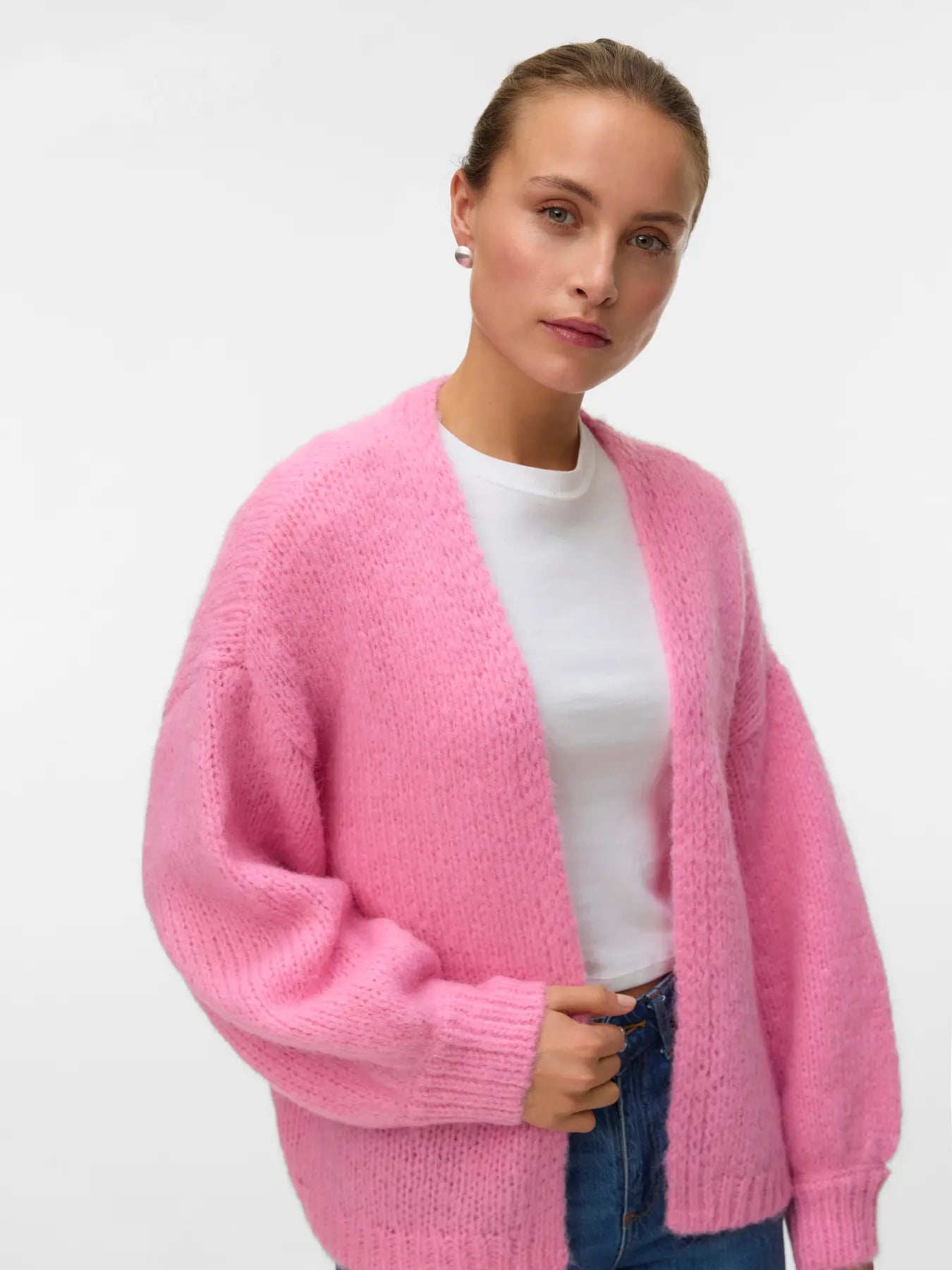 VMMAYBE LS OPEN CARDIGAN NOOS-pink cosmos