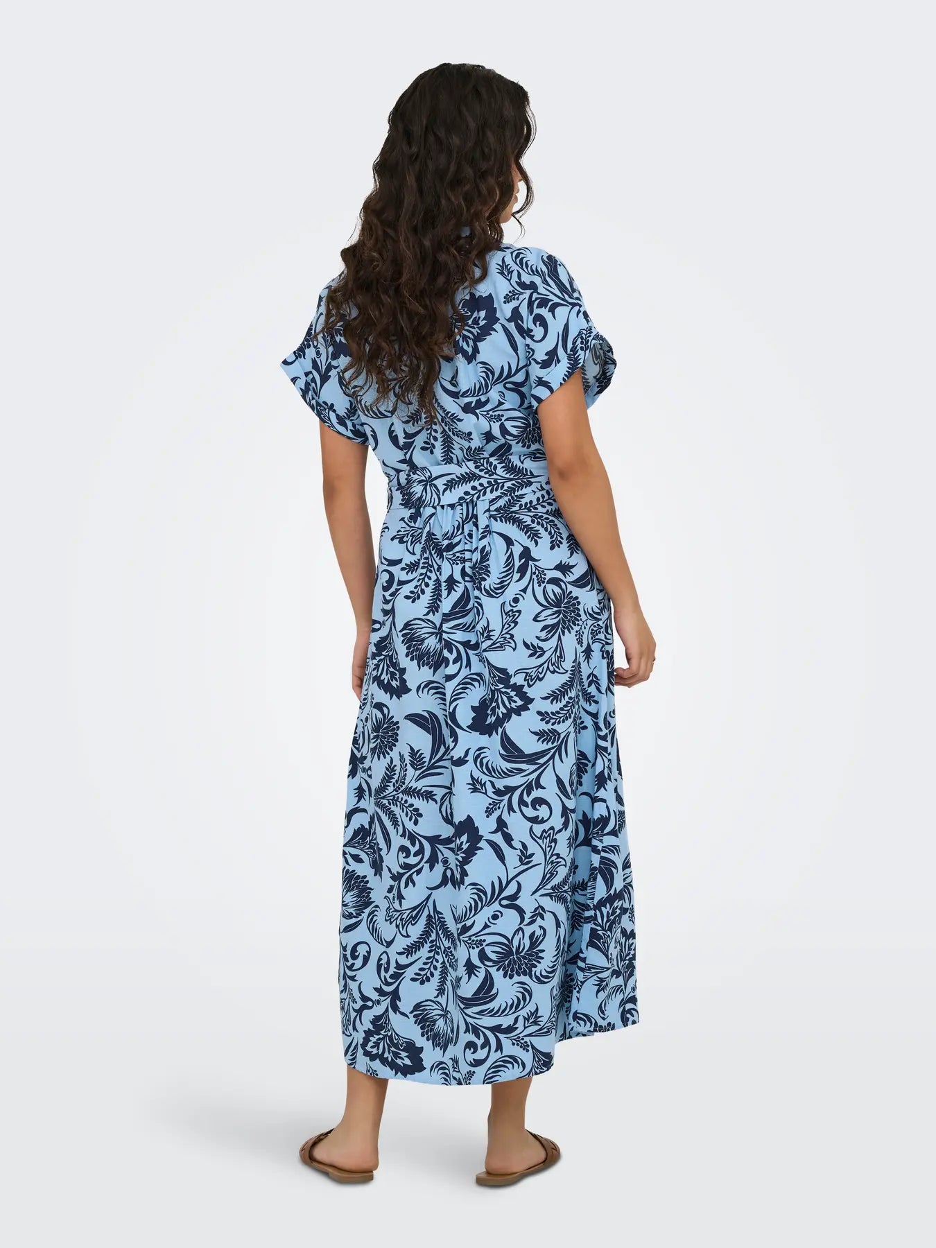 ONLJAKIRI LINEN SS MIDI DRESS NOOS WVN-BLÅ