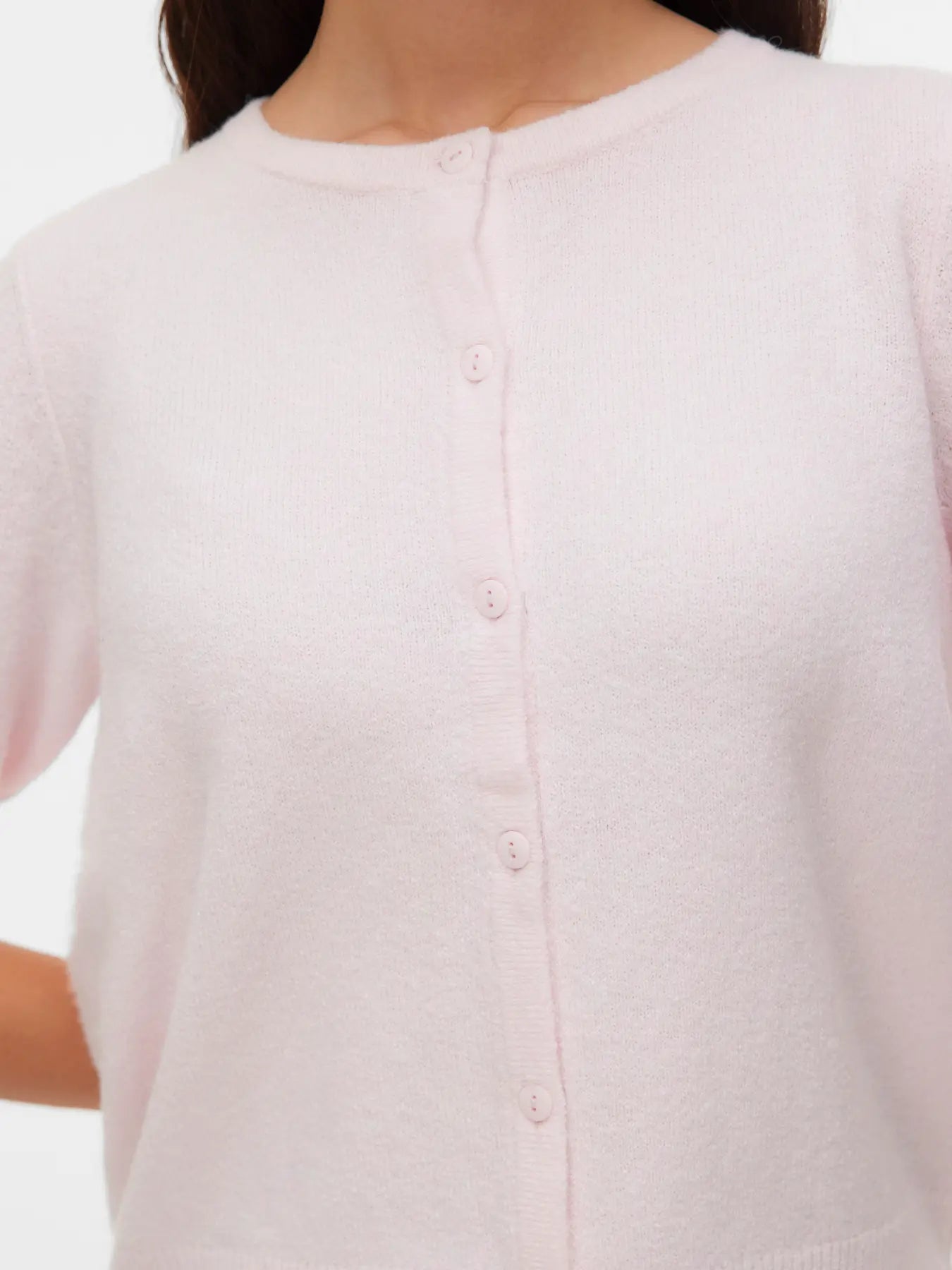 VMDOFFY 2/4 O-NECK BUTTON CARDIGAN NOOS-pink-a-boo
