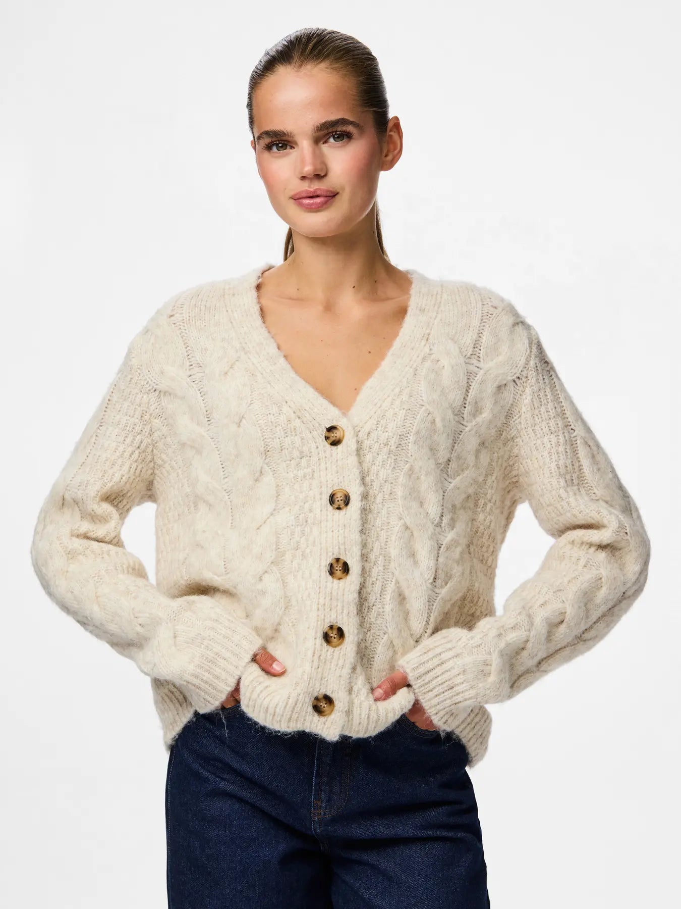 PCNINA LS V-NECK KNIT CARDIGAN NOOS