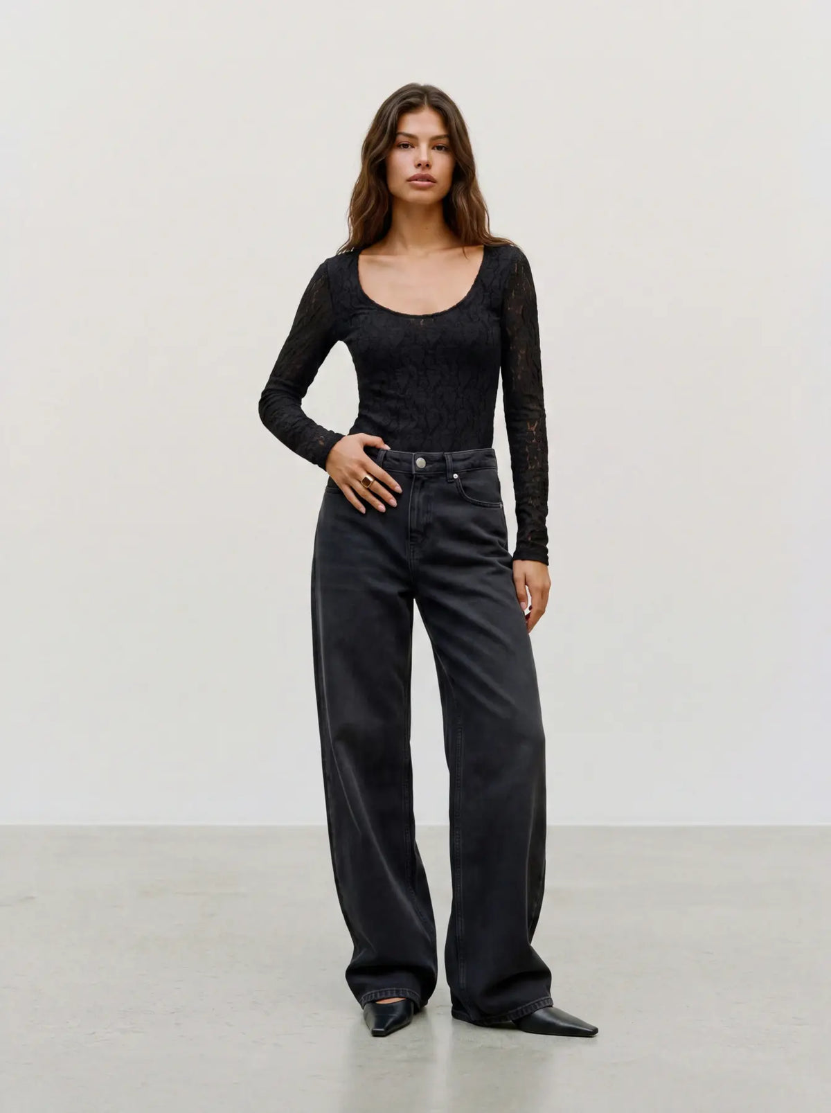 VMFLORA LS 2-WAY LACE TOP JRS NOOS-svart