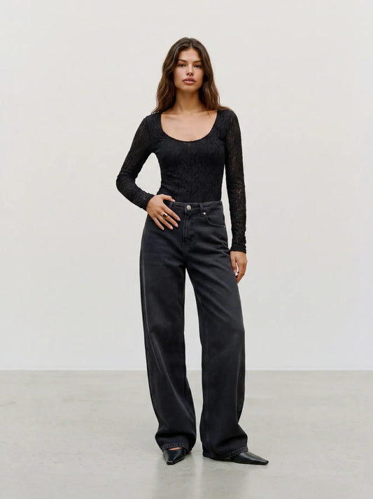 VMFLORA LS 2-WAY LACE TOP JRS NOOS-svart