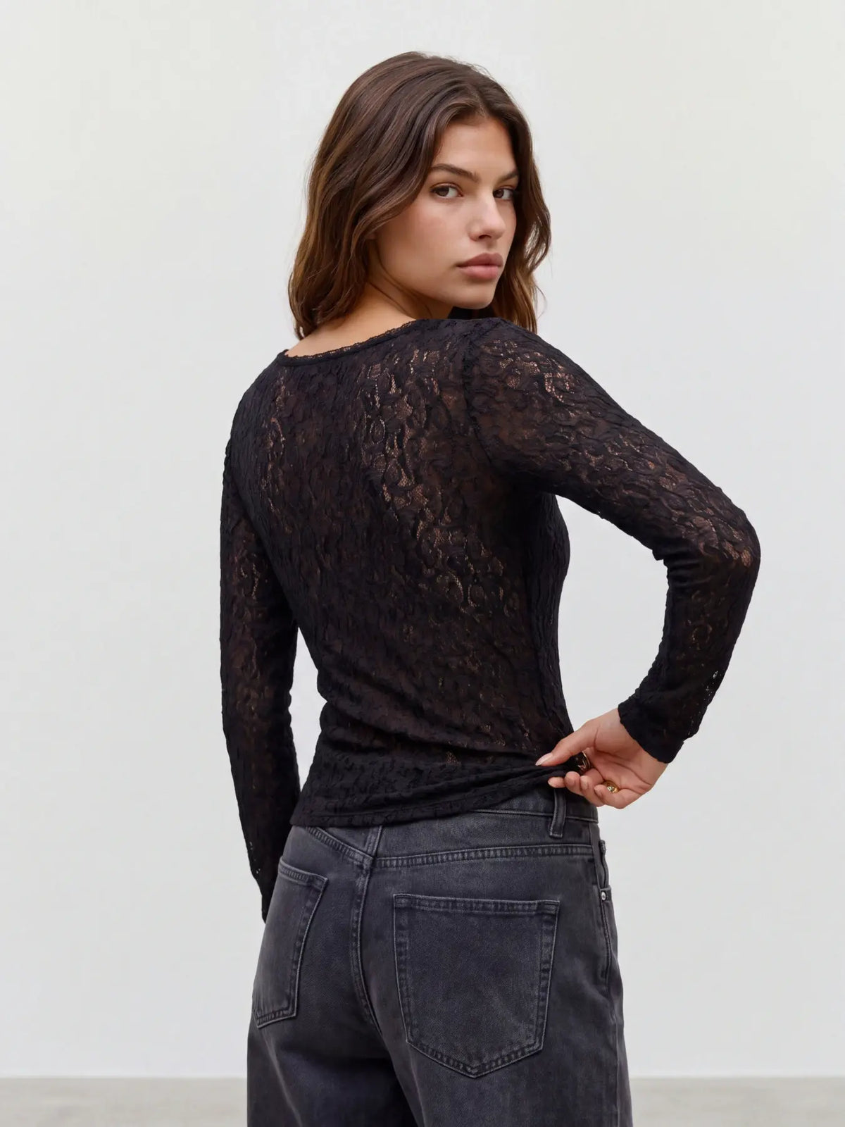 VMFLORA LS 2-WAY LACE TOP JRS NOOS-svart