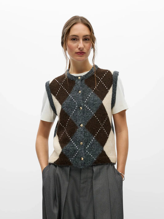 OBJBRENDA RE KNIT VEST CARDIGAN