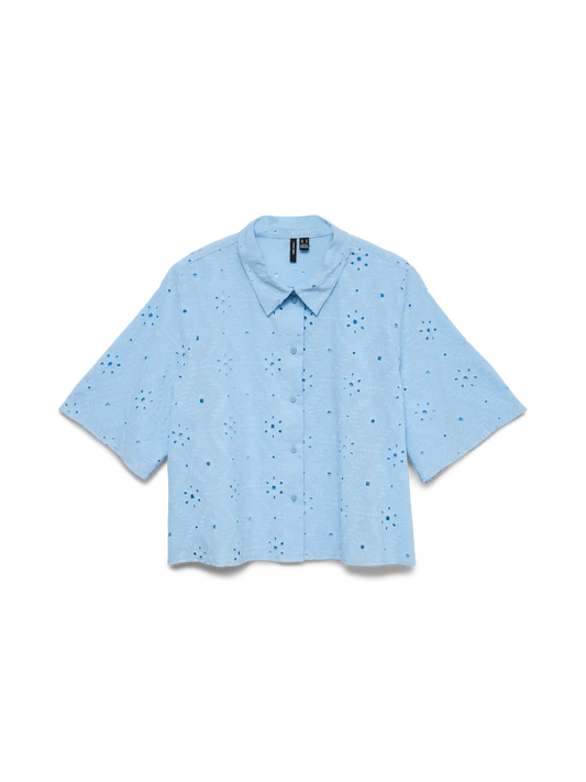 VMELIZA SHORT 2/4 SLEEVE SHIRT WVN NOOS-blå