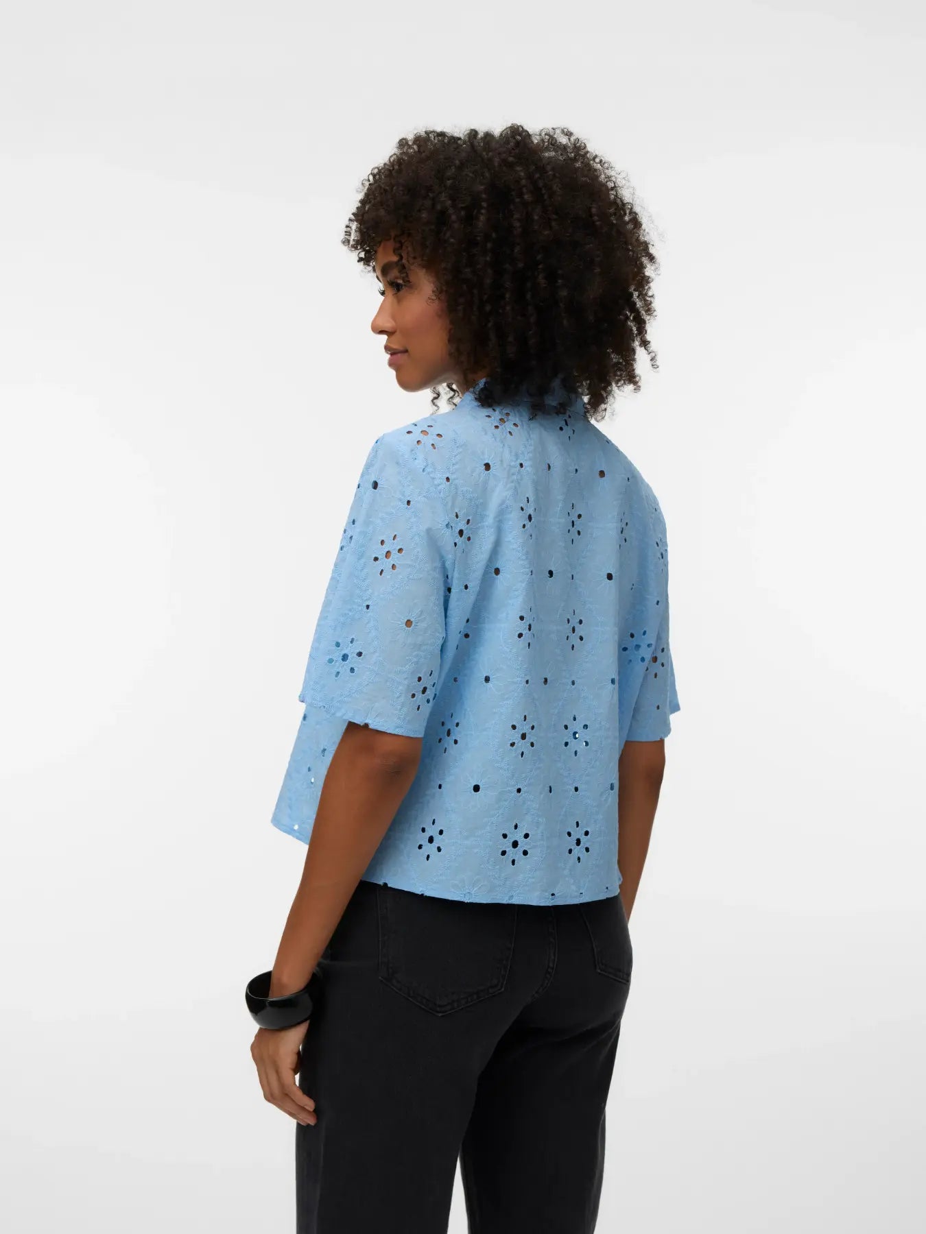 VMELIZA SHORT 2/4 SLEEVE SHIRT WVN NOOS-blå