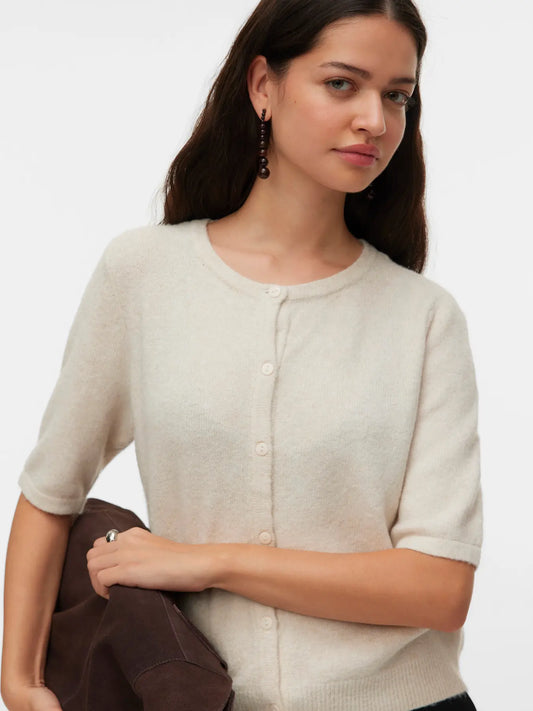 VMDOFFY 2/4 O-NECK BUTTON CARDIGAN NOOS-birch