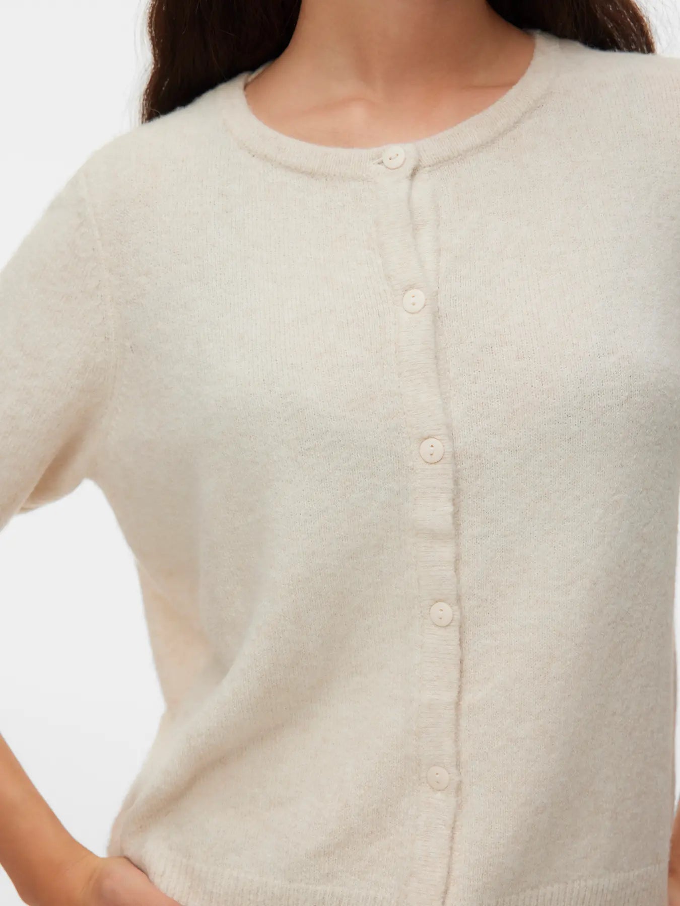 VMDOFFY 2/4 O-NECK BUTTON CARDIGAN NOOS-birch