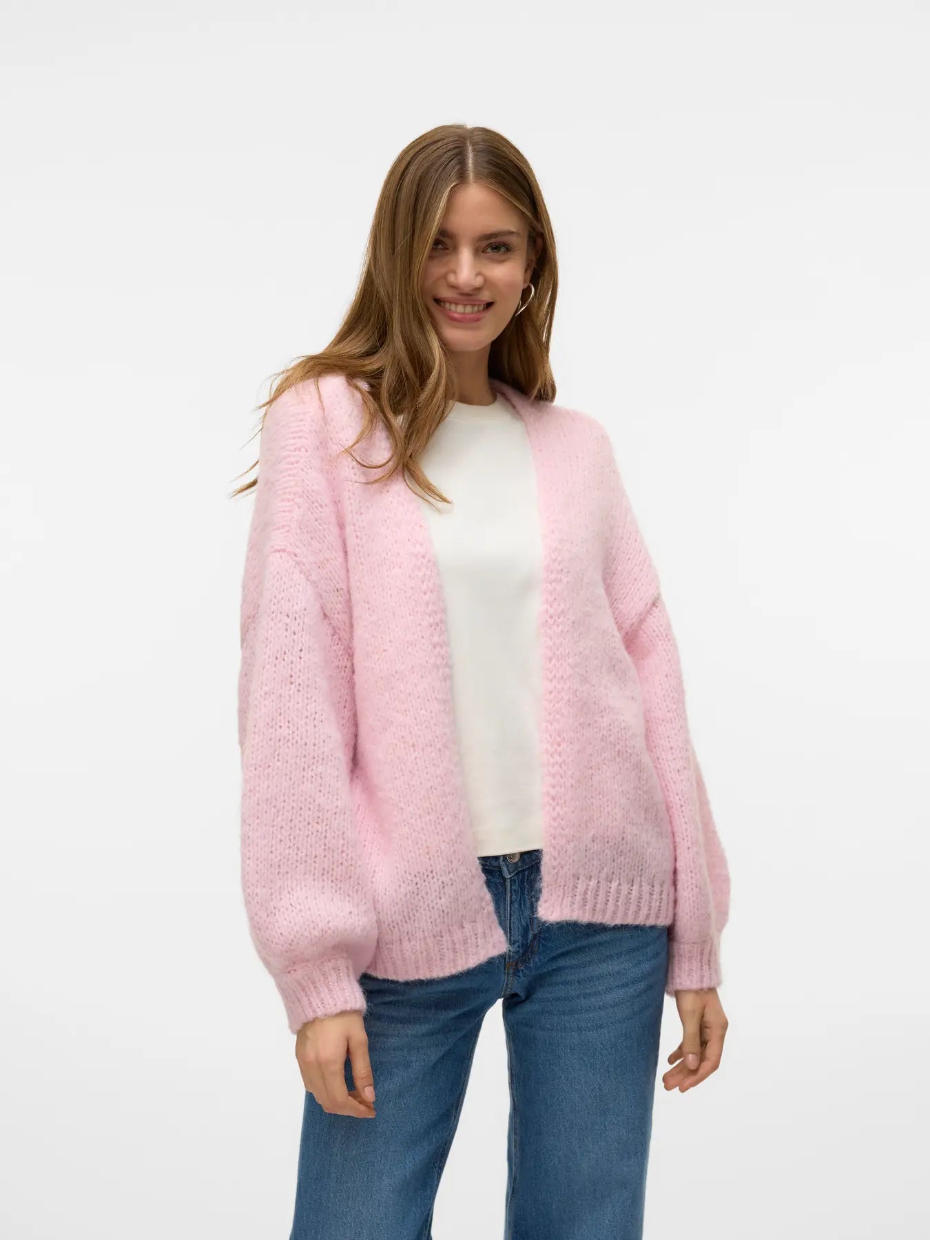 VMMAYBE LS OPEN CARDIGAN NOOS-parfait pink