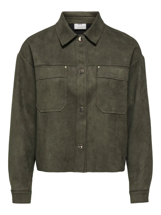 JDYJULLE L/S FAKE SUEDE SHIRT-BLACK OLIVE