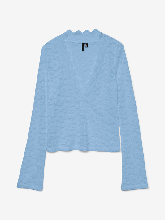 VMDEA LS LACE TOP VIT LJUSBLÅ