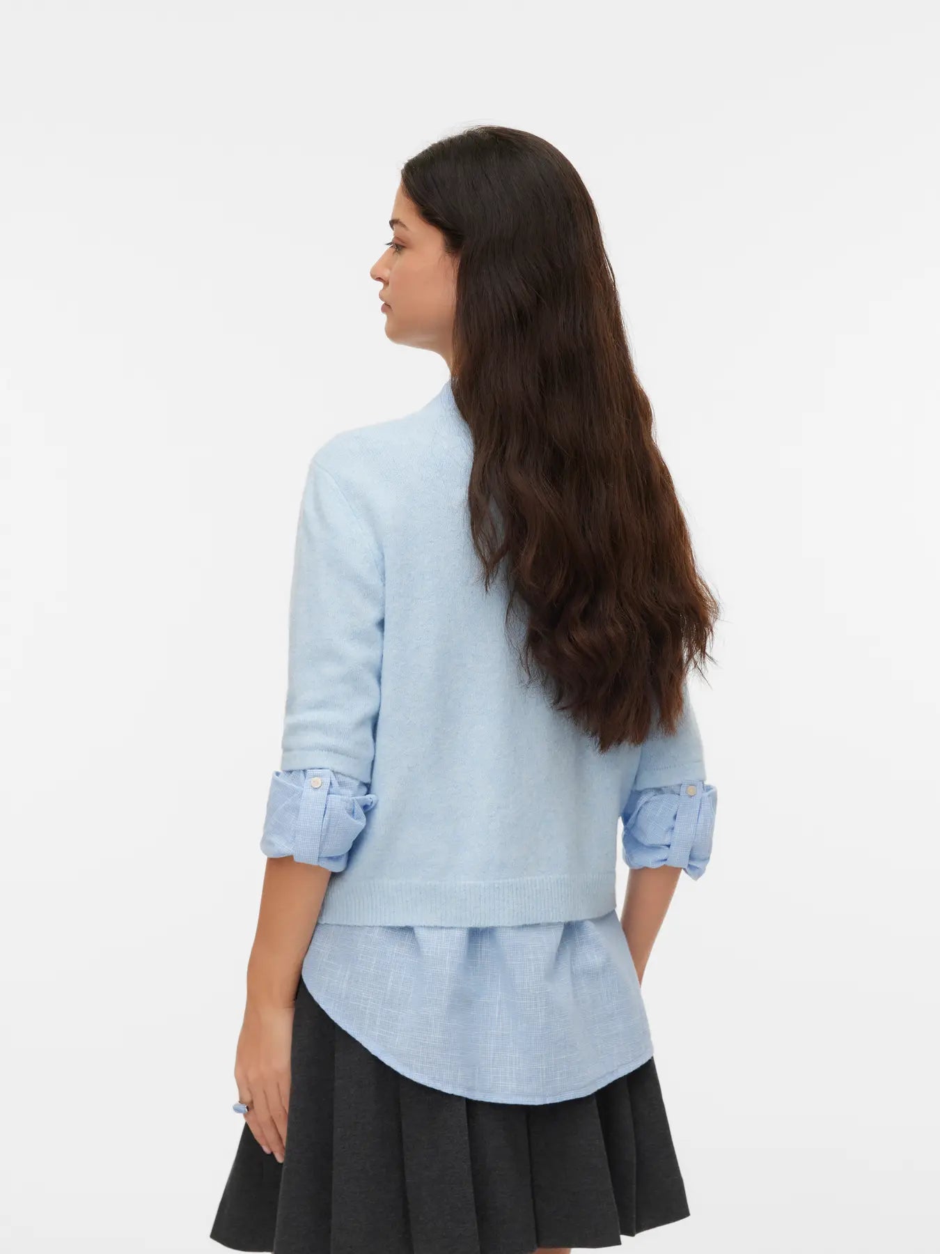 VMDOFFY 2/4 O-NECK BUTTON CARDIGAN NOOS-cashmere blue
